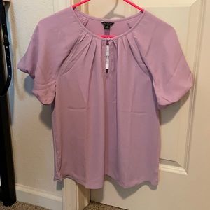 Ann Taylor Mixed Media Bubble Sleeve Keyhole Top